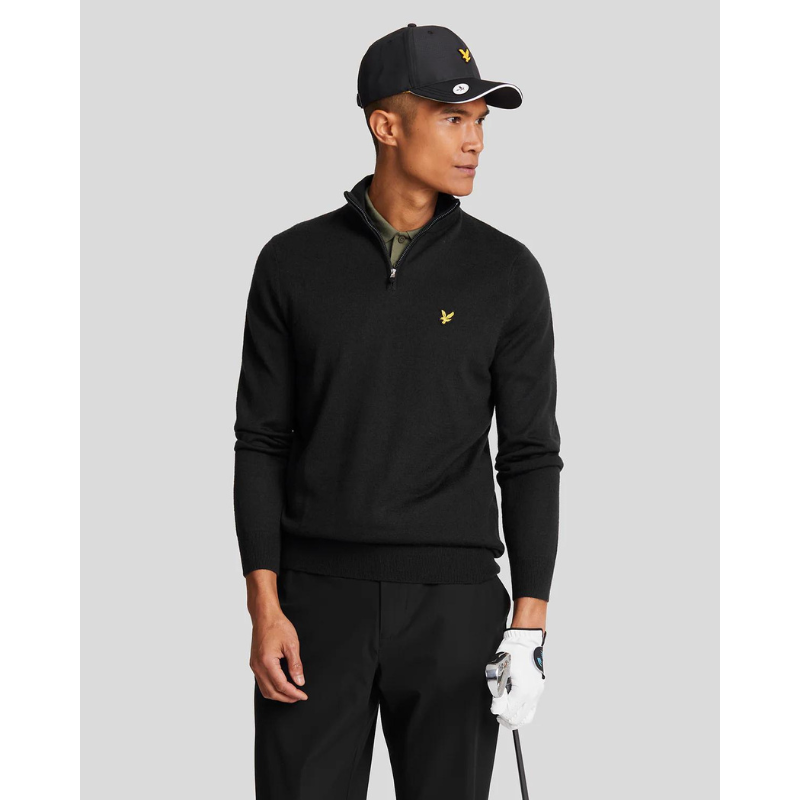 Tröja Lyle & Scott Merinoull Herr 1/4 Zip Svart Tröja Lyle & Scott Merinoull Herr 1/4 Zip Svart