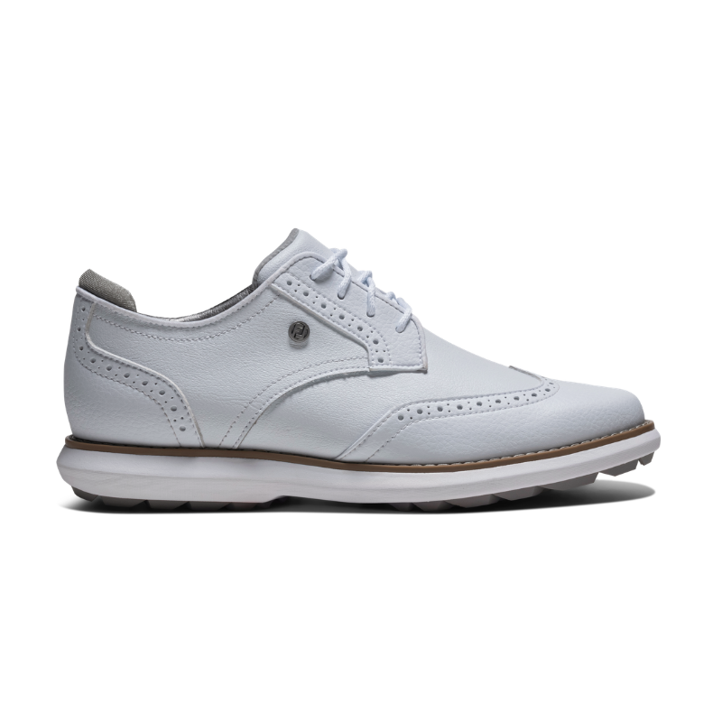 Golfskor Dam FootJoy Traditions Wing tip Spikeless Vit