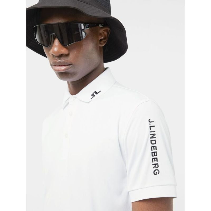 J Lindeberg Tour Tech Slim Fit Golfpiké Herr Vit