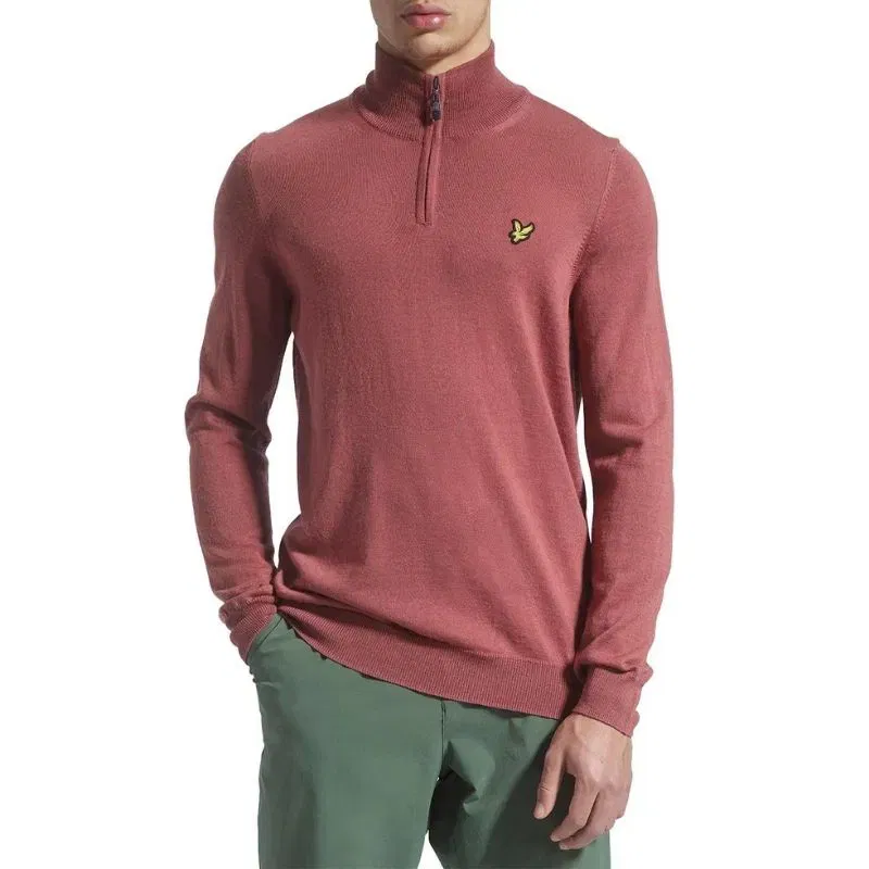 Tröja Lyle & Scott Merinoull Herr 1/4 Zip Rose Tröja Lyle & Scott Merinoull Herr 1/4 Zip Rose
