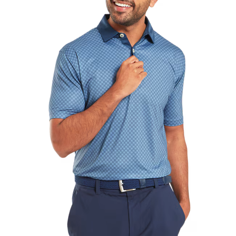 Golfpiké herr I FootJoy Checker Print Lisle I Navy