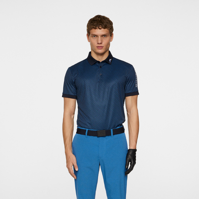 J Lindeberg I Tour Tech Print Golfpiké Herr I Navy
