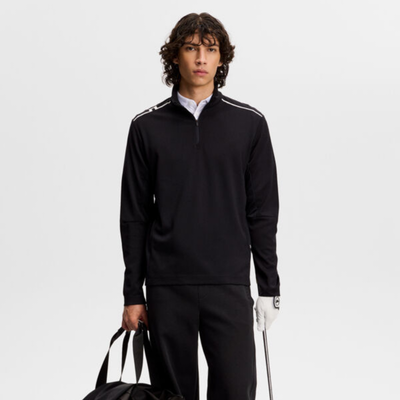 Golftröja J Lindeberg Leon Quarter Zip Herr Svart