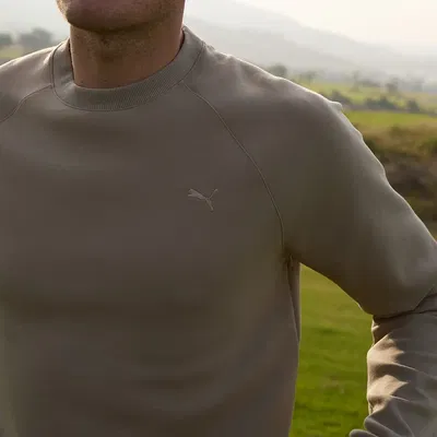 Golftröja Herr Puma CloudSpun Fleece Crew Sand
