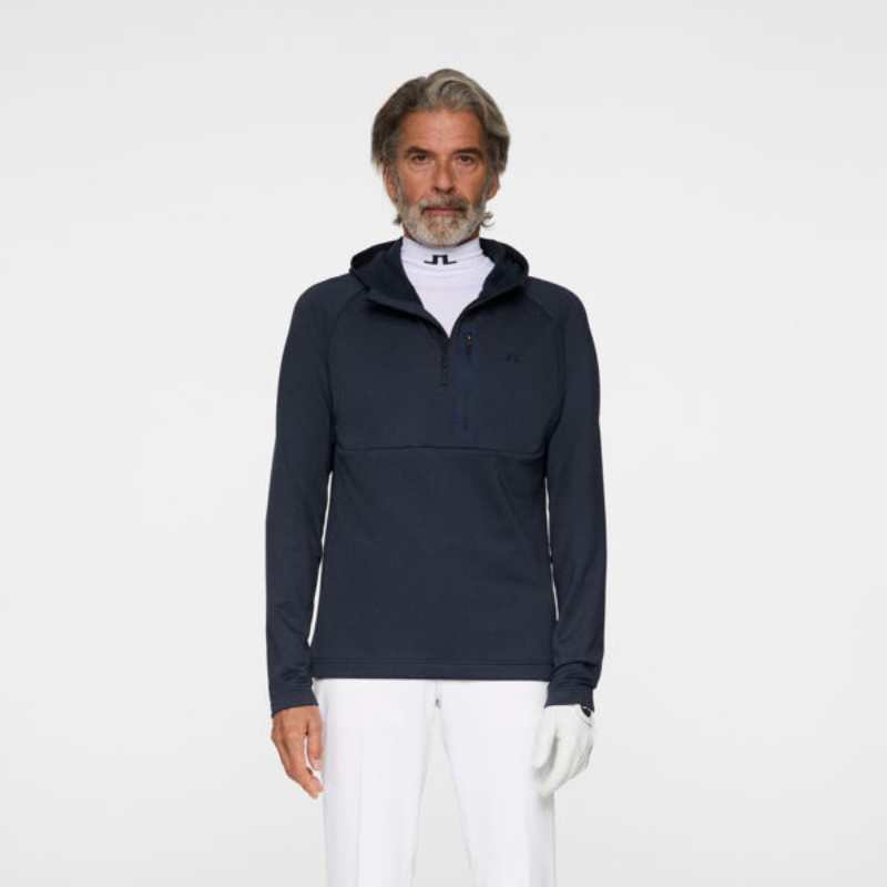 Golf Hoodie J Lindeberg Adam Quarter Zip Navy
