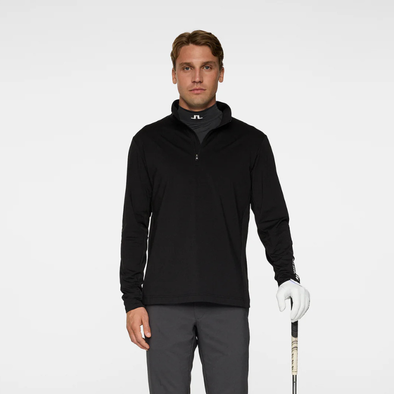 Golftröja Herr J Lindeberg Tour Tech 1/2 Zip Mid Layer Svart 1