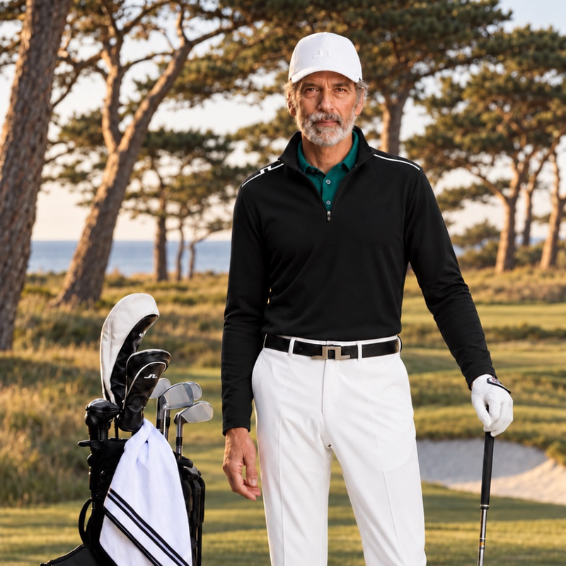 Golftröja J Lindeberg Leon Quarter Zip Herr Svart