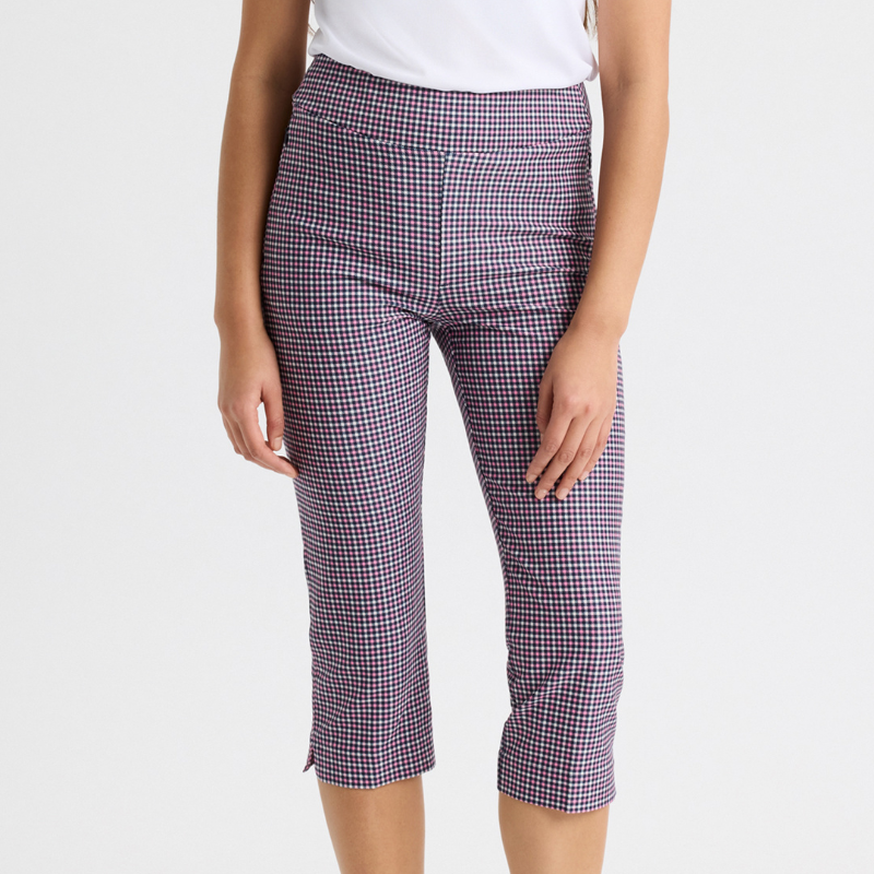 Capribyxor Röhnisch Grace Capri Check Navy/Rosa (XL)