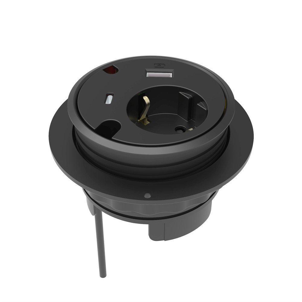 Bordsuttag Powerdot 16 Eluttag, USB-A, USB-C & kabelgenomföring