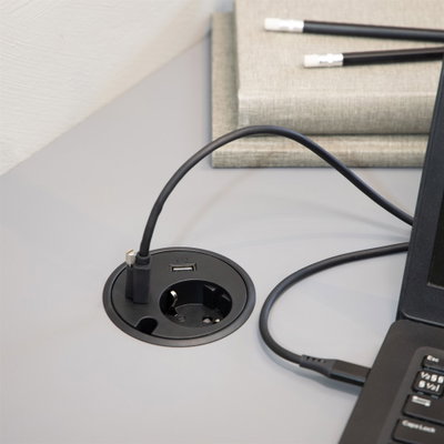 Bordsuttag Powerdot 16 Eluttag, USB-A, USB-C & kabelgenomföring