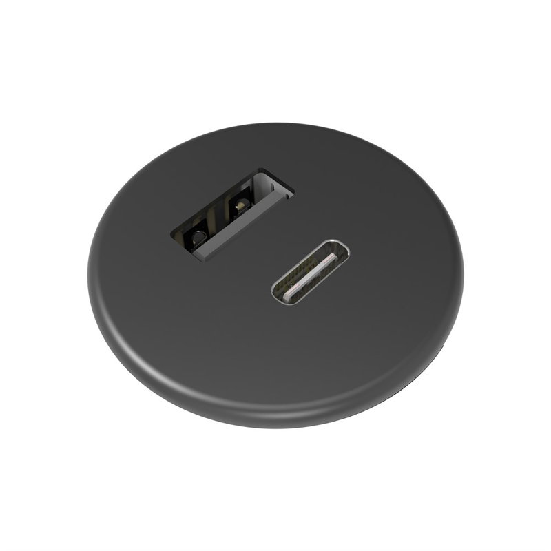 Bordsuttag Axessline Micro USB-C, 1 USB-A