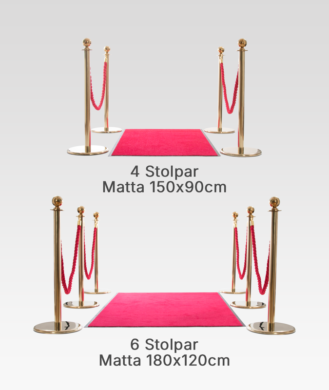 Entrépaket Mässing stolpar & Röd Entrématta
