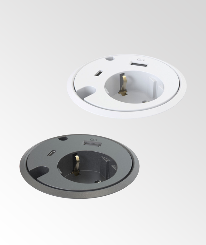 Bordsuttag Powerdot 16 Eluttag, USB-A, USB-C & kabelgenomföring