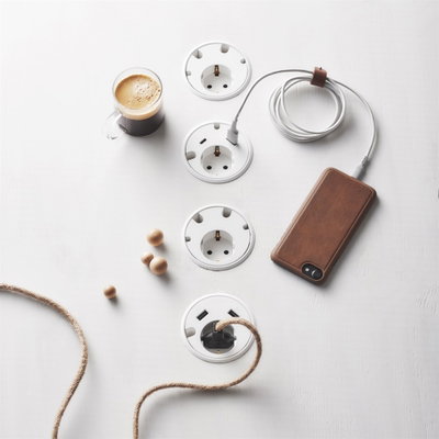 Bordsuttag Powerdot 16 Eluttag, USB-A, USB-C & kabelgenomföring