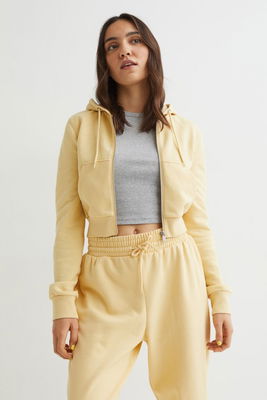 Cropped zip-through hoodie