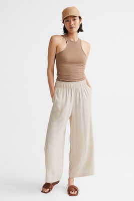 Croppad pull on-byxa