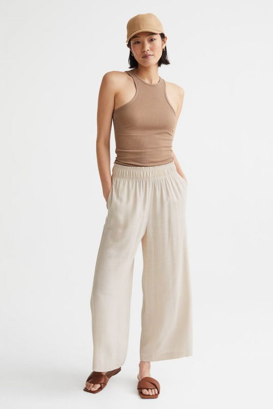 Croppad pull on-byxa