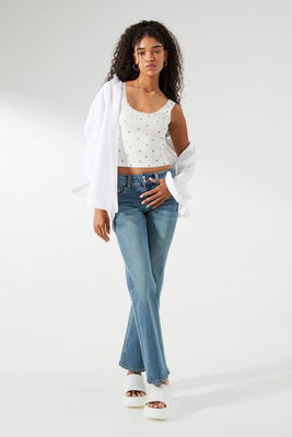 Lace-trimmed pointelle vest top