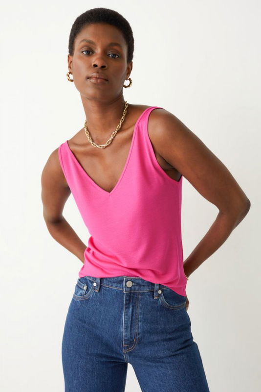 Ribbad V-ringad topp