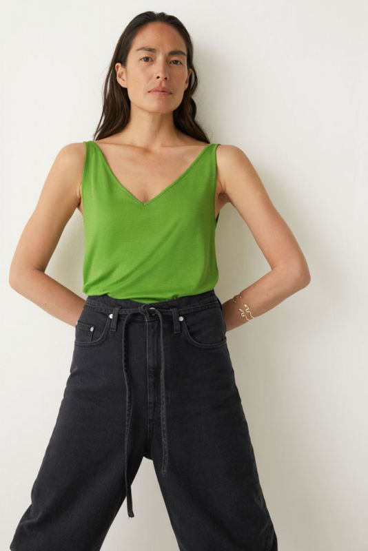 Ribbad V-ringad topp