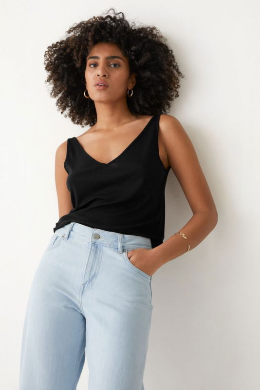 Ribbad V-ringad topp