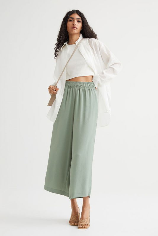 Croppad pull on-byxa