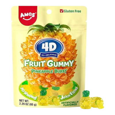 Amos 4D Fruit Gummy Pineapple Burst 65g
