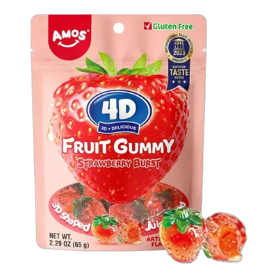 Amos 4D Fruit Gummy Strawberry Burst 65g