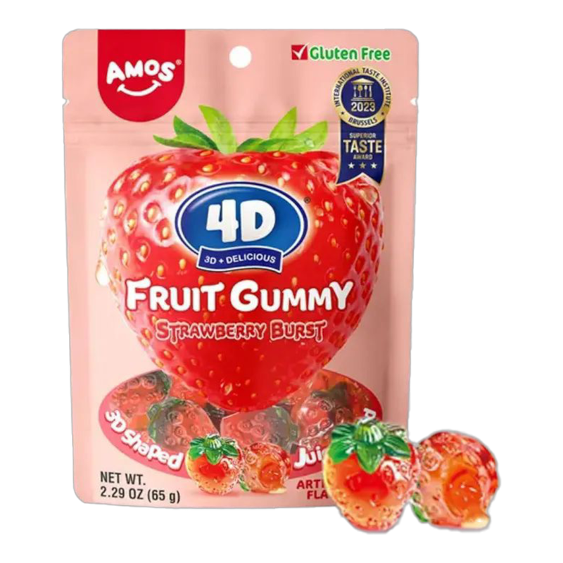 Amos 4D Fruit Gummy Strawberry Burst 65g