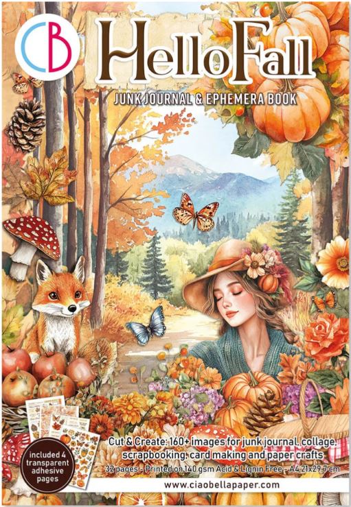 Ciao Bella - Junk Journal A4 Ephemera Book - Hello Fall  32pcs