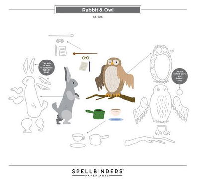 Spellbinders - Etched Dies - Classic Pooh Birthday Rabbit & Owl S5-706
