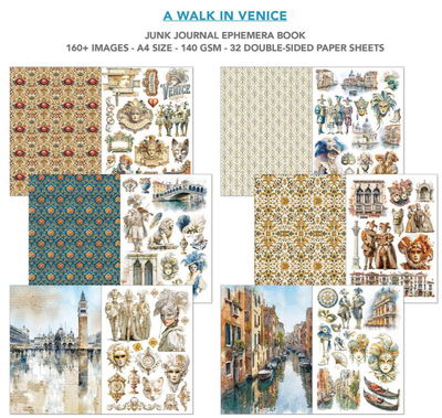 Ciao Bella - Junk Journal A4 Ephemera Book - A Walk in Venice 32pcs  CBB023