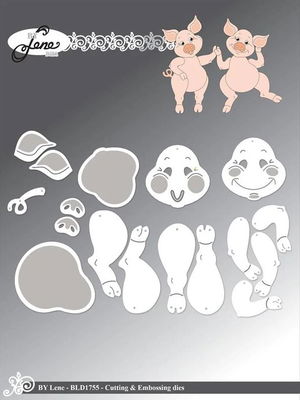 By Lene - Cutting & Embossing Die - Happy Pigs  BLD1755