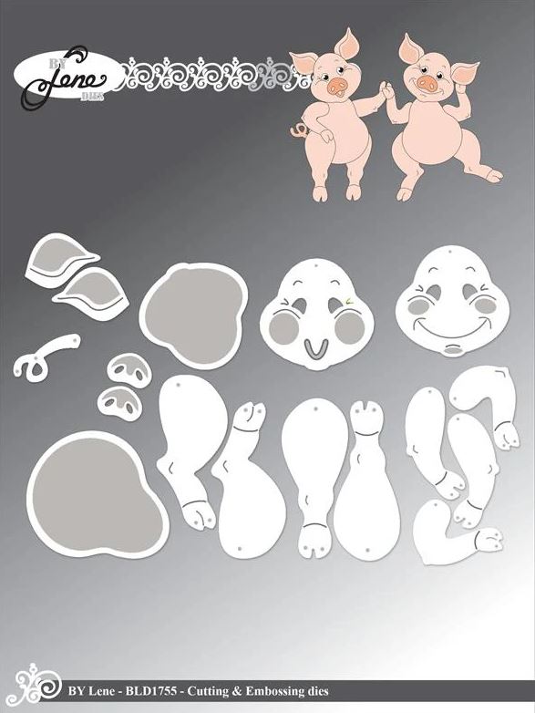 By Lene - Cutting & Embossing Die - Happy Pigs  BLD1755