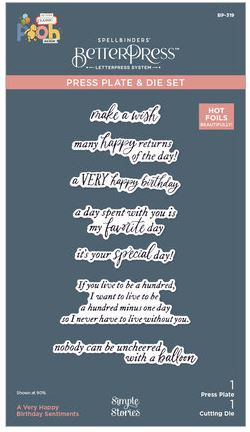 Spellbinders -  BetterPress & dies - Classic Pooh Birthday Celebration Set A Very Happy Birthday BP-319