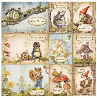 Stamperia - Fabric Sheet- Hidden grov 4pcs SBPLT43
