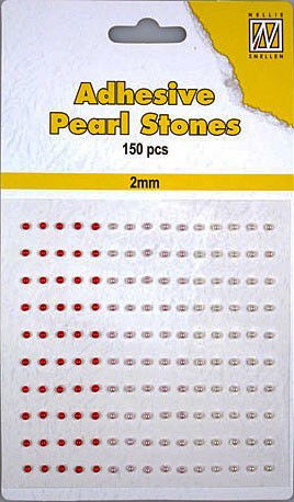 Nellie Choice - Adhesive pearls 2mm, 3-colors - Red APS201