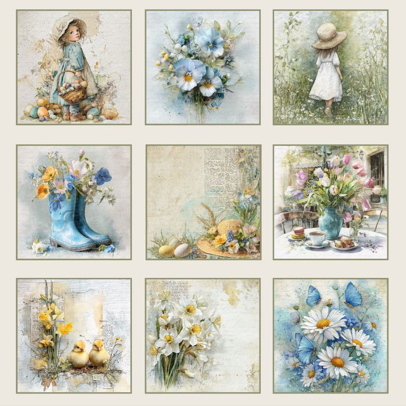 Reprint - Dubbelsidigt 12x12 - Hello spring Tags