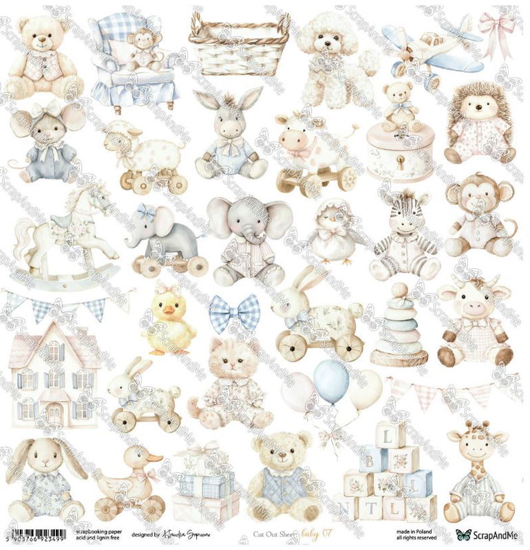 ScrapAndMe - 30x30 papper - Cut out sheet Baby 07