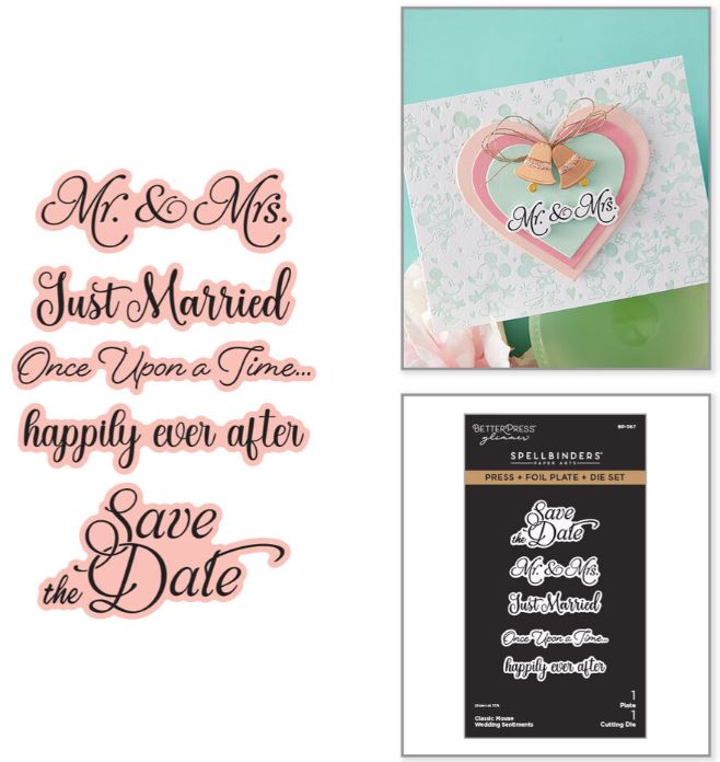Spellbinders -  BetterPress & dies - Classic Mouse Wedding Press Sentiments BP-367