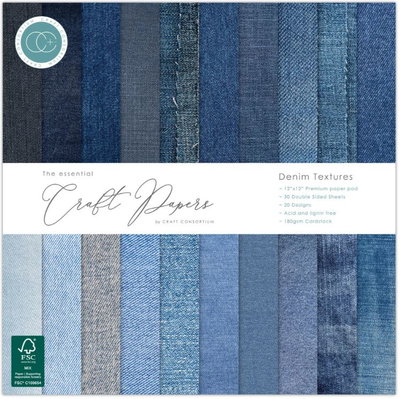 Craft Consortium - Paper Pad 12x12 - Denim Textures