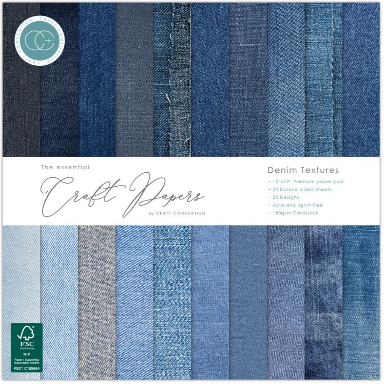 Craft Consortium - Paper Pad 12x12 - Denim Textures
