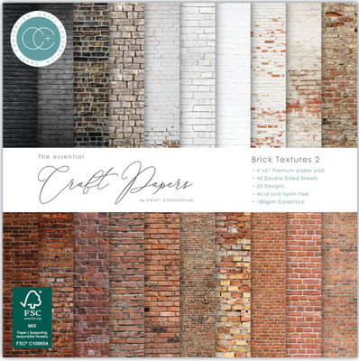Craft Consortium - Paper Pad 6x6 - Brick textures 2