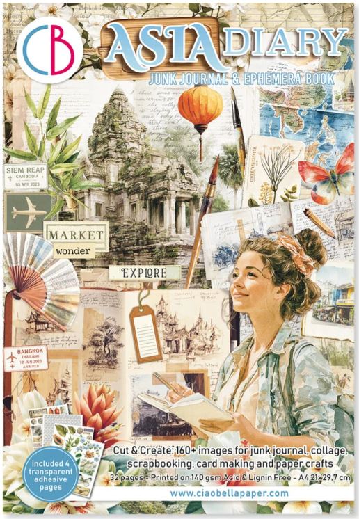 Ciao Bella - Junk Journal A4 Ephemera Book - Asia diary 32pcs  CBB028