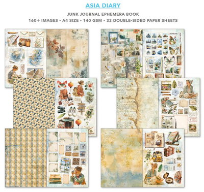 Ciao Bella - Junk Journal A4 Ephemera Book - Asia diary 32pcs  CBB028