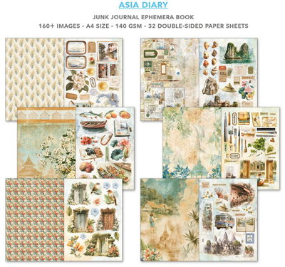 Ciao Bella - Junk Journal A4 Ephemera Book - Asia diary 32pcs  CBB028