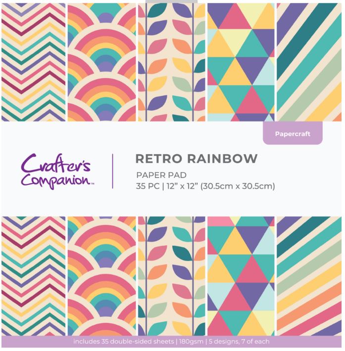 Crafters companion - Pad 12x12 Inch - Retro Rainbow (CC-RETRAI-PAD12)