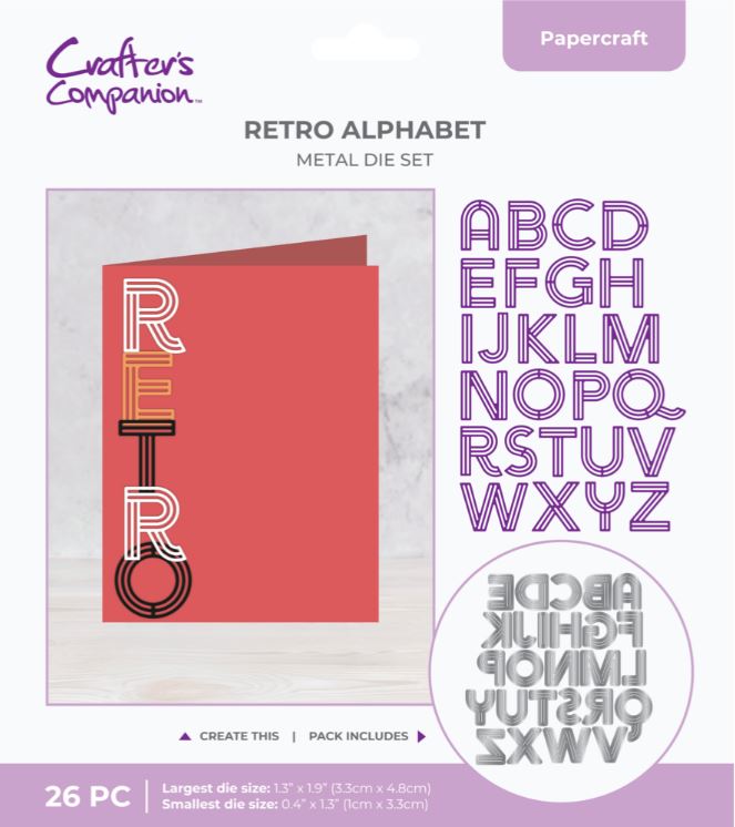 Crafters companion - metal die - Retro Alphabet 26pcs