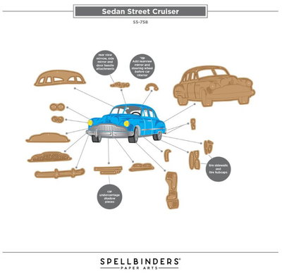 Spellbinders - Etched Dies - Classic Road Legends 2.0 Sedan Street Cruiser S5-758