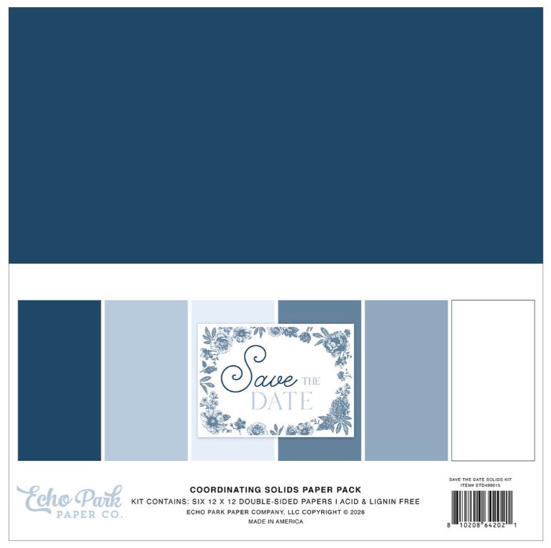 Echo Park - Coordinating Solids Paper Pack - Save the date